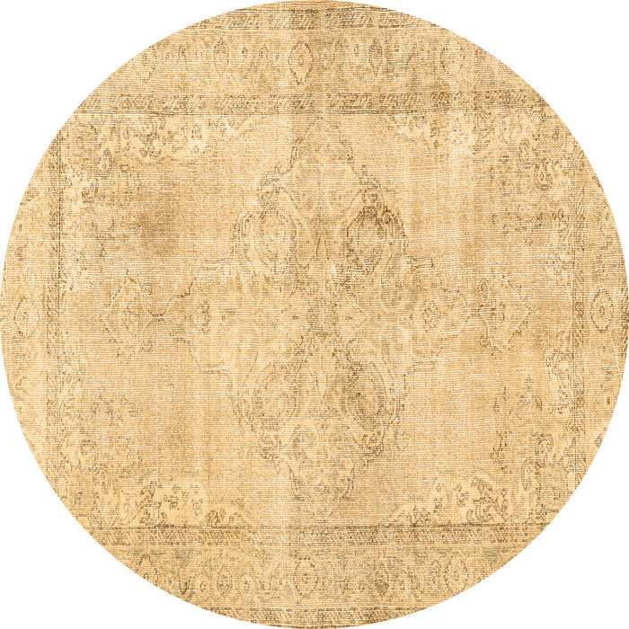 Round Persian Brown Traditional Rug, tr3758brn
