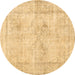 Round Persian Brown Traditional Rug, tr3758brn