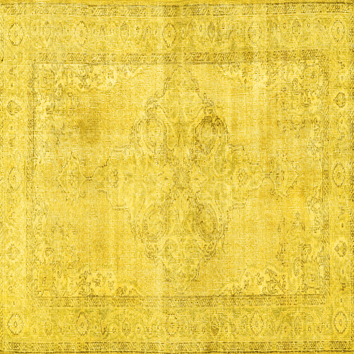 Square Persian Yellow Traditional Rug, tr3758yw