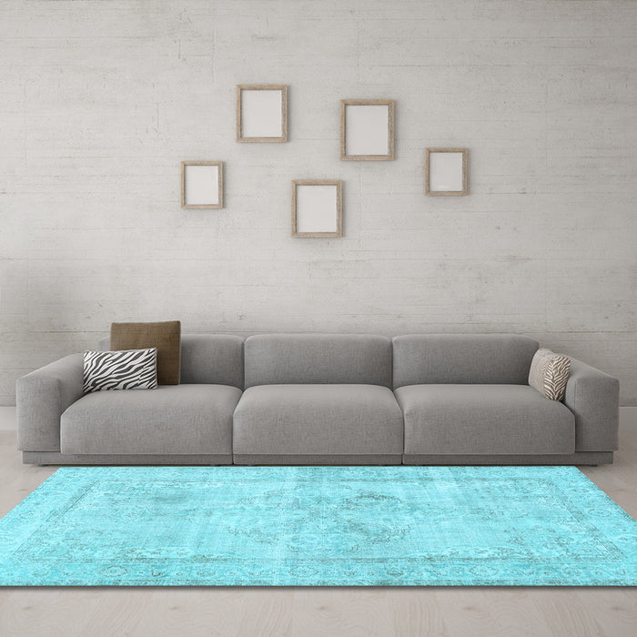 Machine Washable Persian Light Blue Traditional Rug in a Living Room, wshtr3758lblu