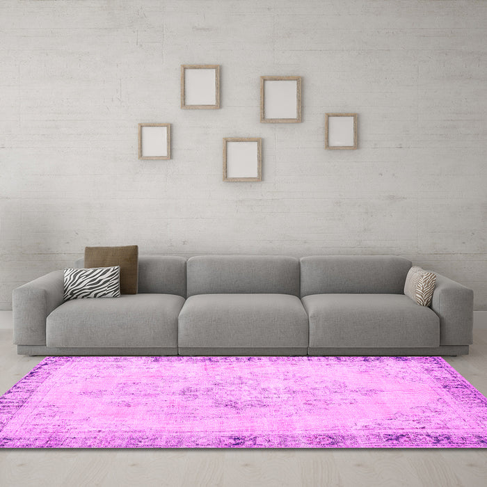 Machine Washable Persian Pink Traditional Rug in a Living Room, wshtr3759pnk
