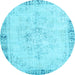 Round Persian Light Blue Traditional Rug, tr3759lblu