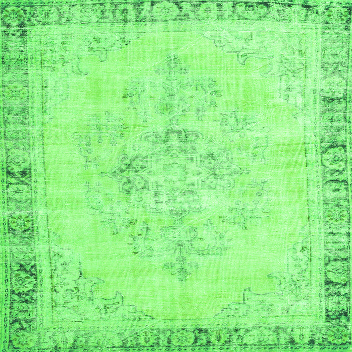 Round Machine Washable Persian Green Traditional Area Rugs, wshtr3759grn