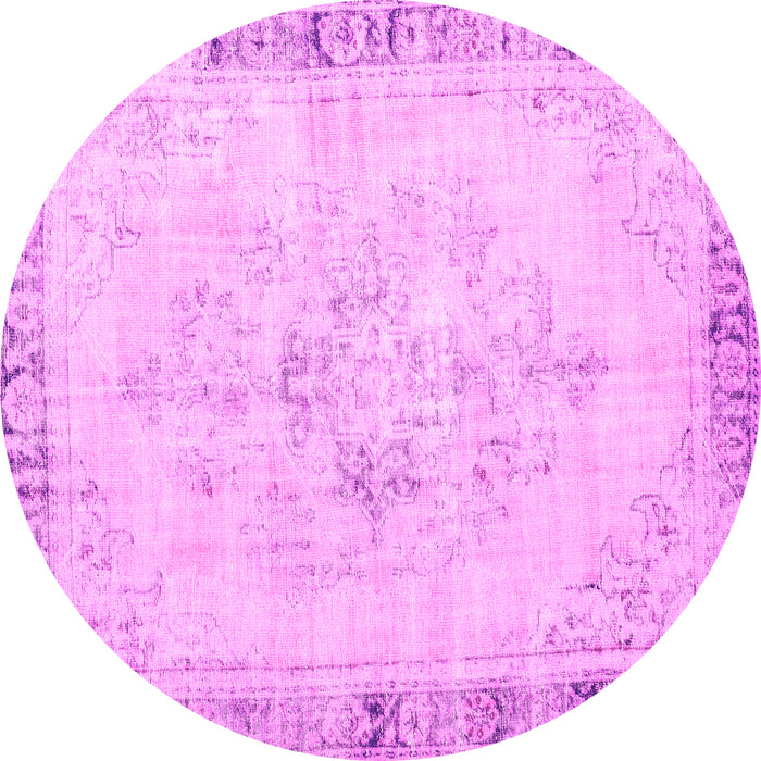 Round Machine Washable Persian Pink Traditional Rug, wshtr3759pnk