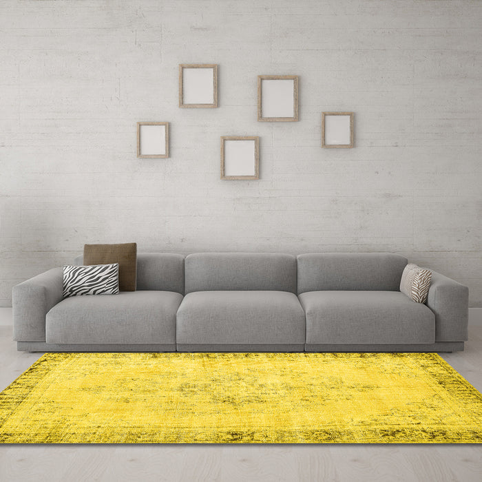 Machine Washable Persian Yellow Traditional Rug in a Living Room, wshtr3759yw