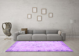 Machine Washable Persian Purple Traditional Area Rugs in a Living Room, wshtr3759pur