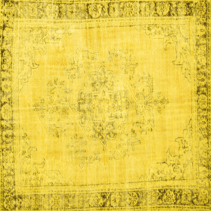 Square Machine Washable Persian Yellow Traditional Rug, wshtr3759yw