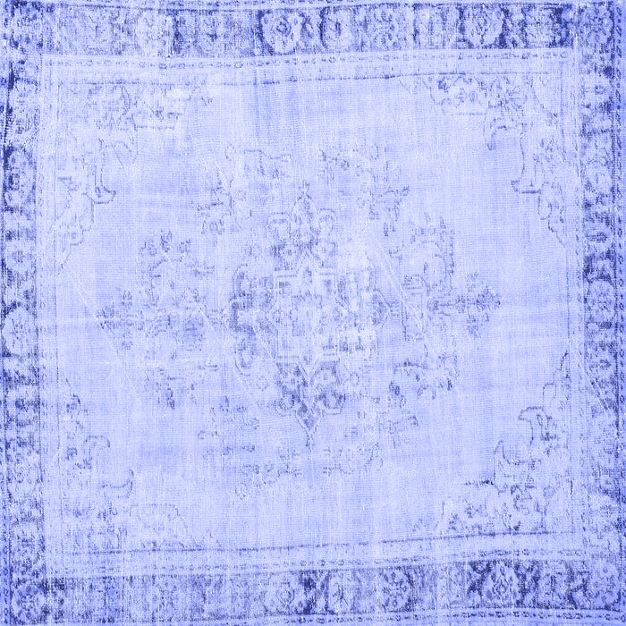 Square Machine Washable Persian Blue Traditional Rug, wshtr3759blu