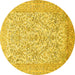 Round Machine Washable Persian Yellow Traditional Rug, wshtr375yw