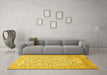 Machine Washable Persian Yellow Traditional Rug in a Living Room, wshtr375yw