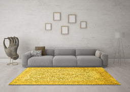Machine Washable Persian Yellow Traditional Rug in a Living Room, wshtr375yw
