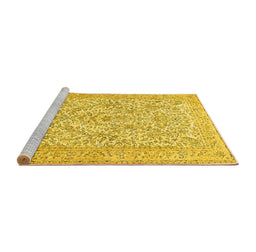Sideview of Machine Washable Persian Yellow Traditional Rug, wshtr375yw