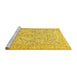 Sideview of Machine Washable Persian Yellow Traditional Rug, wshtr375yw