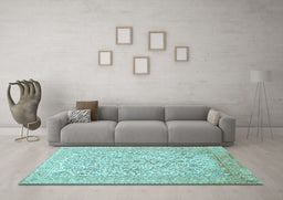 Machine Washable Persian Light Blue Traditional Rug in a Living Room, wshtr375lblu