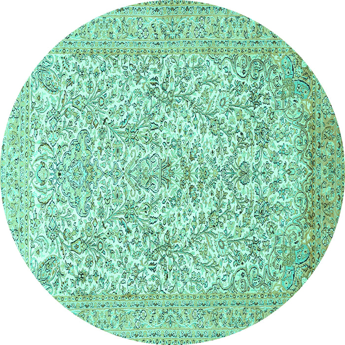 Round Persian Turquoise Traditional Rug, tr375turq