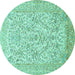 Round Persian Turquoise Traditional Rug, tr375turq