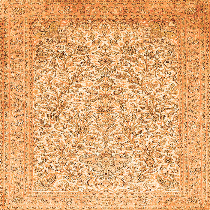 Round Machine Washable Persian Orange Traditional Area Rugs, wshtr375org