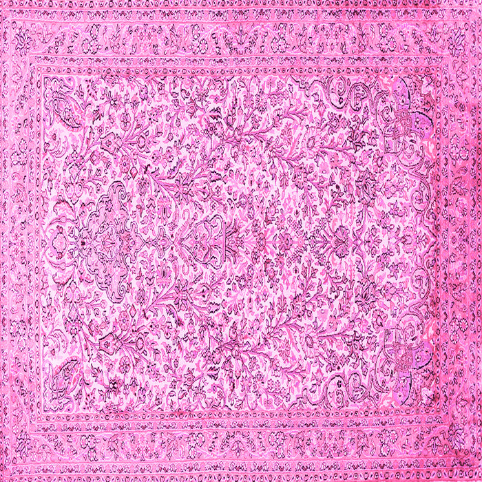 Square Machine Washable Persian Pink Traditional Rug, wshtr375pnk