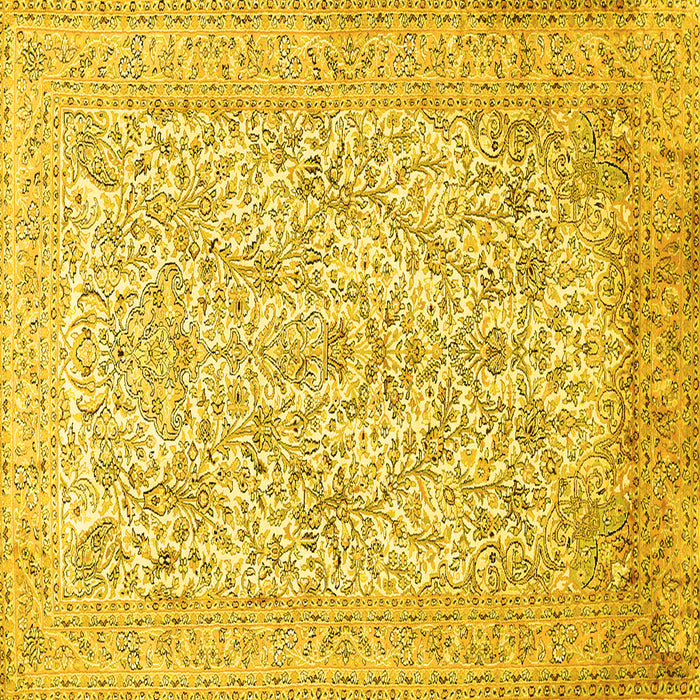 Square Machine Washable Persian Yellow Traditional Rug, wshtr375yw