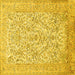 Square Machine Washable Persian Yellow Traditional Rug, wshtr375yw