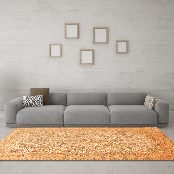 Machine Washable Persian Orange Traditional Area Rugs in a Living Room, wshtr375org