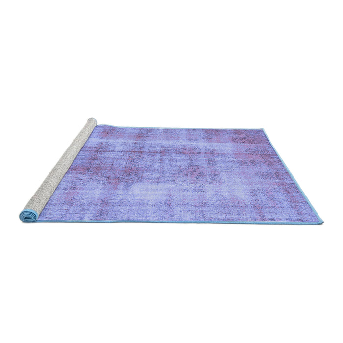 Sideview of Machine Washable Persian Blue Traditional Rug, wshtr3760blu