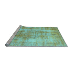 Sideview of Machine Washable Persian Light Blue Traditional Rug, wshtr3760lblu