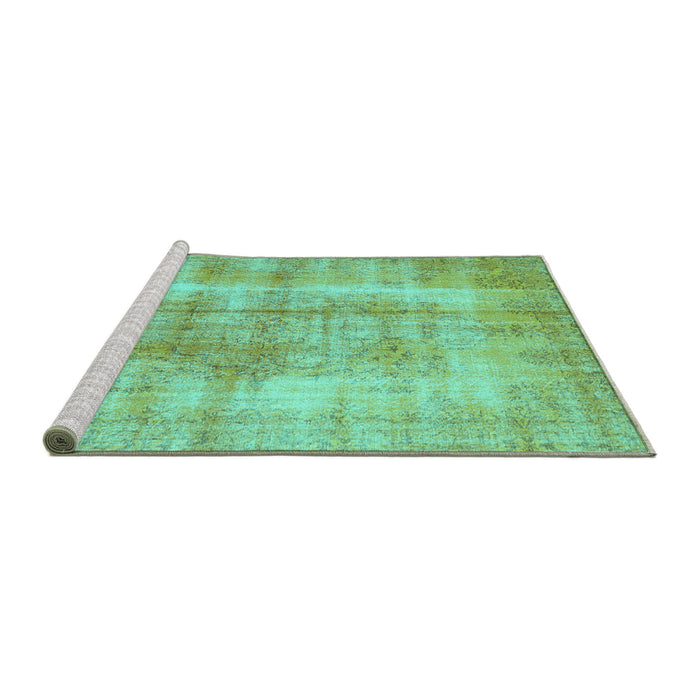 Sideview of Machine Washable Persian Turquoise Traditional Area Rugs, wshtr3760turq