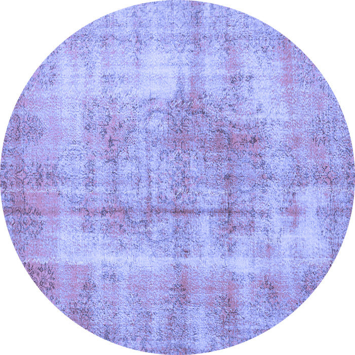 Round Machine Washable Persian Blue Traditional Rug, wshtr3760blu