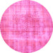 Round Persian Pink Traditional Rug, tr3760pnk