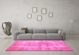 Machine Washable Persian Pink Traditional Rug in a Living Room, wshtr3760pnk