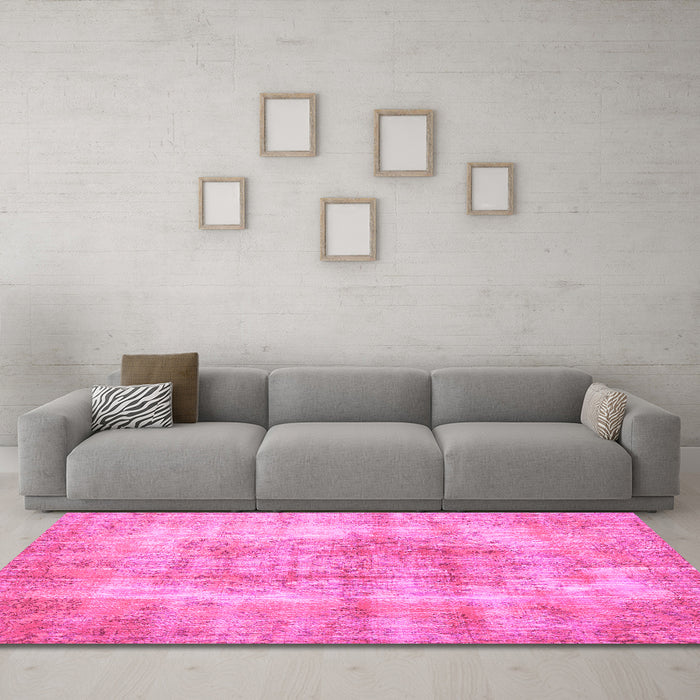 Machine Washable Persian Pink Traditional Rug in a Living Room, wshtr3760pnk