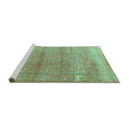 Sideview of Machine Washable Persian Turquoise Traditional Area Rugs, wshtr3761turq