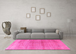 Machine Washable Persian Pink Traditional Rug in a Living Room, wshtr3761pnk