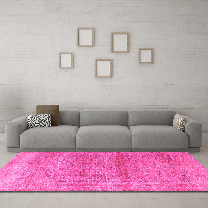 Machine Washable Persian Pink Traditional Rug in a Living Room, wshtr3761pnk