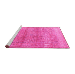 Sideview of Machine Washable Persian Pink Traditional Rug, wshtr3761pnk