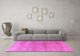 Machine Washable Persian Purple Traditional Area Rugs in a Living Room, wshtr3761pur