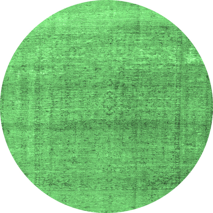 Round Persian Emerald Green Traditional Rug, tr3761emgrn