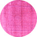 Round Persian Pink Traditional Rug, tr3761pnk