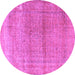 Round Persian Purple Traditional Rug, tr3761pur