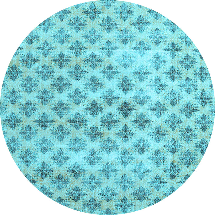 Round Persian Light Blue Traditional Rug, tr3762lblu