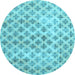 Round Persian Light Blue Traditional Rug, tr3762lblu