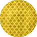 Round Machine Washable Persian Yellow Traditional Rug, wshtr3762yw