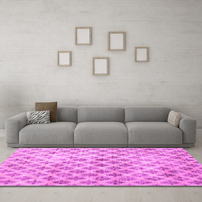 Machine Washable Persian Pink Traditional Rug in a Living Room, wshtr3762pnk