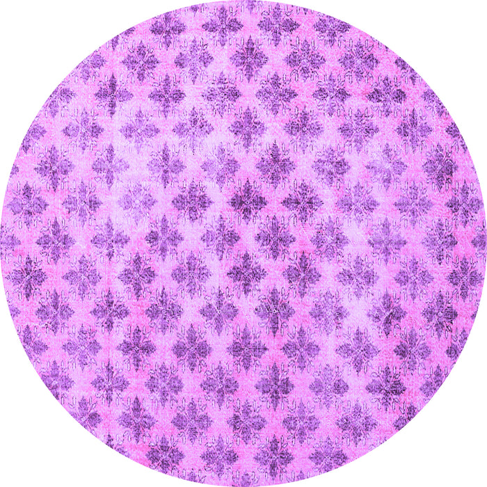 Round Persian Purple Traditional Rug, tr3762pur