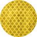 Round Persian Yellow Traditional Rug, tr3762yw