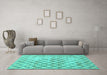 Machine Washable Persian Turquoise Traditional Area Rugs in a Living Room,, wshtr3762turq