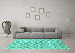 Machine Washable Persian Turquoise Traditional Area Rugs in a Living Room,, wshtr3762turq