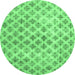 Round Persian Emerald Green Traditional Rug, tr3762emgrn