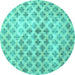 Round Persian Turquoise Traditional Rug, tr3762turq